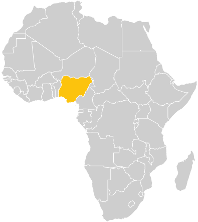 Map of Africa with Nigeria highlighted